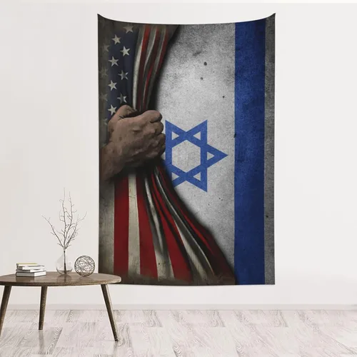 Miniatura 17 de Tapiz de mitad de bandera estadounidense y bandera de Jamaica de 60 x 40 pulgadas, divertido tapiz estético, arte de pared para dormitorio, sala