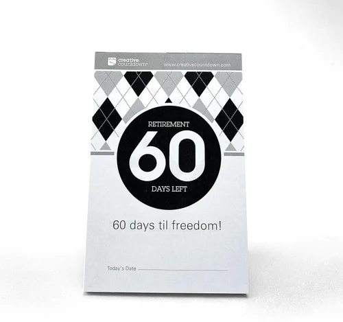 Calendario de cuenta regresiva de jubilación, 5.75 x 3.75 pulgadas, calendario de escritorio de cuenta regresiva en blanco y negro (blanco y negro,