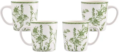 Miniatura 7 de Bico Blooming Moment - Juego de 4 tazas de café de cerámica, tazas de té grandes de 18 onzas con asa, tazas estéticas tipo latte para capuchino