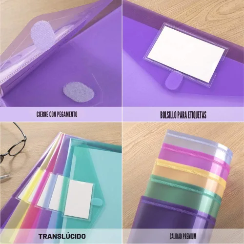 Miniatura 4 de Sooez Paquete de 10 carpetas de archivos, sobres de polietileno transparente, carpetas para documentos, tamaño carta A4 con bolsillo para etiquetas