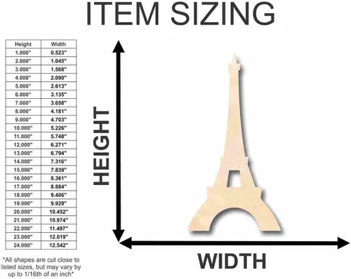 Miniatura 2 de Monumento de París con forma de torre Eiffel de madera inacabada, artesanía de hasta 46 pulgadas, bricolaje 4 pulgadas/1/4 pulgadas