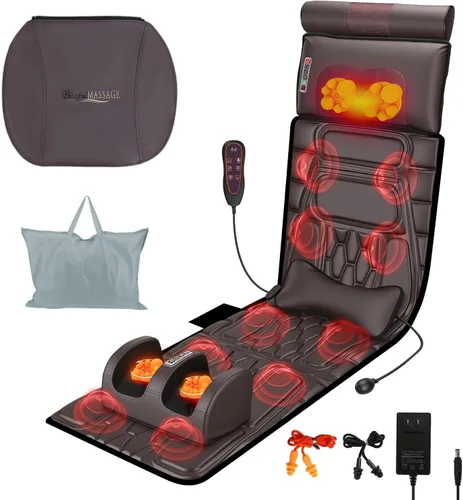Miniatura 11 de KOCASO Alfombrilla de masaje de cuerpo completo de piel sintética, almohadilla multifuncional para silla de masaje con temporizador de calor