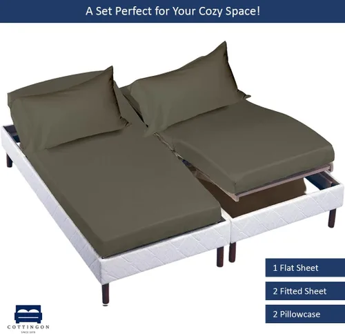 Miniatura 4 de Cottingon Juego de sábanas Split King para cama ajustable, sábanas 100% algodón egipcio, incluye 2 sábanas bajeras Twin XL de 39 x 80 pulgadas, Gris