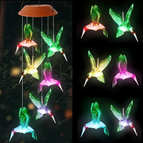 Miniatura 9 de Campanillas de Viento Solares de Cristal de Perro para Exteriores que Cambian de Color Luces Solares Móviles LED Campanillas de Viento con Energía