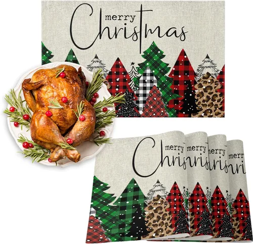 Miniatura 87 de Juego de 4 manteles individuales Boho de otoño, calabazas de acuarela para Acción de Gracias, resistentes al calor, lavables, para mesa, manteles