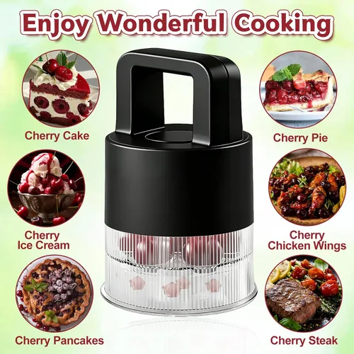 Miniatura 7 de Cherry Pitter, herramienta de descorazonador múltiple 7 en 1 mejorada 2026, ranuras extra grandes de 1.5 pulgadas para cerezas, apto