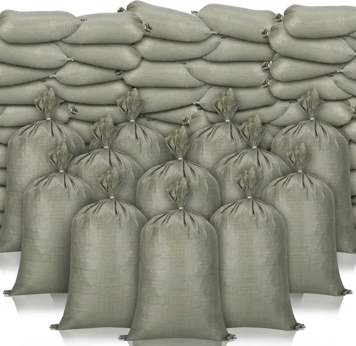 Nuenen 300 bolsas de arena resistentes con lazos, bolsas de arena de polipropileno tejidas vacías a granel para inundaciones de huracanes, bolsas de