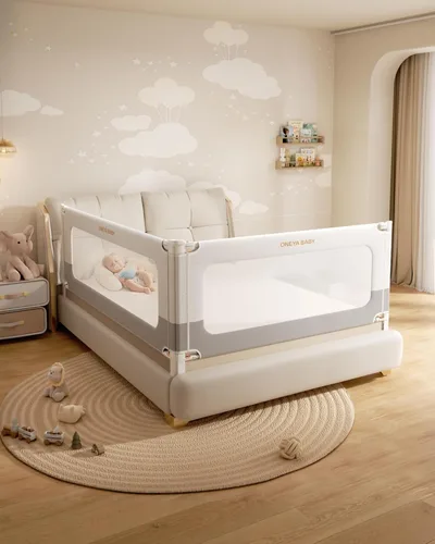 Miniatura 11 de Barandilla protectora para cama de bebé para niños pequeños, rieles reforzados de 39 pulgadas para cama individual con altura ajustable, barandilla