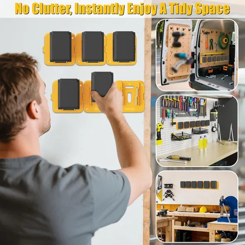 Miniatura 2 de 6 Pack Battery Mount Holder Compatible for Dewalt 20V 60V Battery Holder Fit for DCB200 DCB203 DCB206 Batteries Wall, Work Van, Shelf, Toolbox