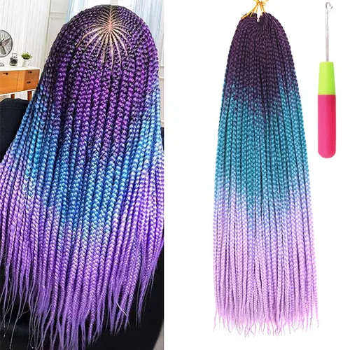 Miniatura 52 de Extensiones de cabello trenzado tipo box de 24 pulgadas, hechas a mano, para mujeres y niñas, extensiones de cabello trenzado, 24#, 3 paquetes, 22