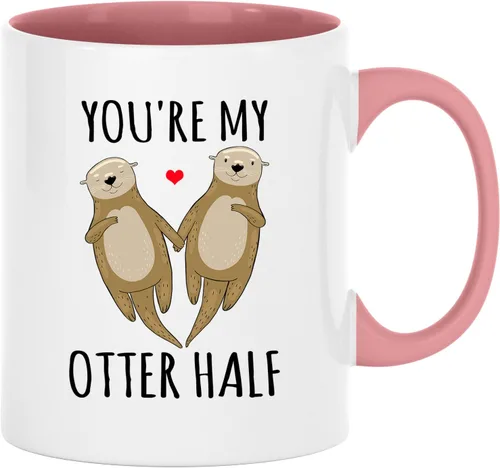Miniatura 7 de Taza de media taza con texto en inglés "You're My Otter", divertida taza de café para pareja, taza de aniversario para marido de esposa, 11 onzas