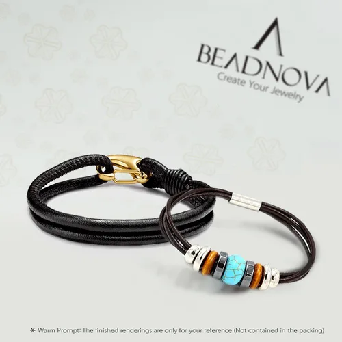 Miniatura 5 de Cordones de cuero redondos genuinos Beadnova de 0.05 a 0.19 in para el collar de la pulsera que rebordea la fabricación de la joyería, PS-0031-2018
