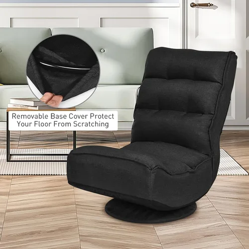 Miniatura 4 de ERGOMASTER Silla plegable reclinable para juegos con giro de 360 grados, 5 posiciones ajustables (negro)