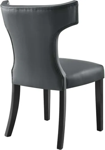 Miniatura 7 de Modway Silla de comedor de cuero vegano Curve en gris