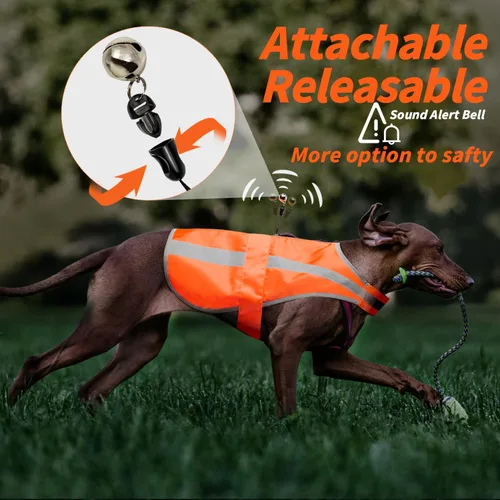 Miniatura 3 de Chaleco reflectante para perros de razas medianas y grandes, chaleco de seguridad para perros de alta visibilidad con campanilla removible