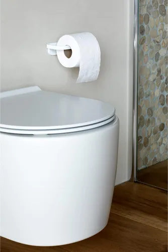 Miniatura 6 de Brabantia Mindset - Portarrollos de papel higiénico montado en la pared (blanco fresco mineral) de apertura amplia, estante de pañuelos de baño