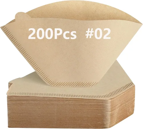Miniatura 11 de Clinuse Filtros de café en cono #2, 100 unidades sin blanquear tamaño 02, filtros de papel natural desechables de 2 a 4 tazas, 02 filtros de cono