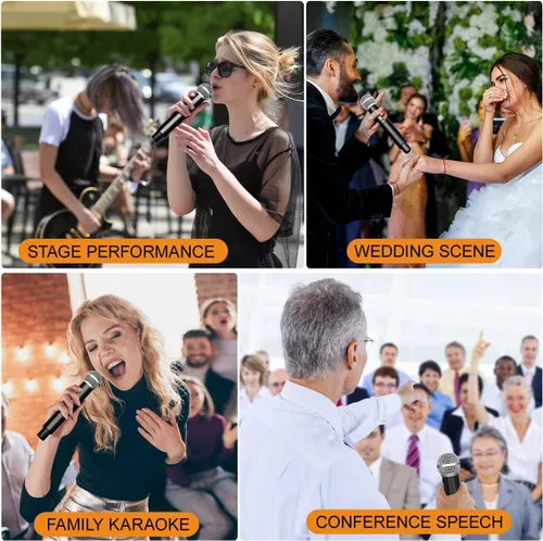 Miniatura 4 de Depusheng DX4 Micrófono Inalámbrico, Sistema Profesional de Karaoke de 4 Canales de Mano para Karaoke en Casa, Reuniones, Fiestas, Iglesia, DJ