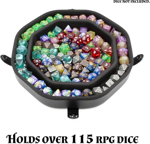 Miniatura 4 de CASEMATIX Bandeja de dados y estuche de almacenamiento de dados para hasta 115 dados RPG - Bandeja de dados para lanzar con broches magnéticos