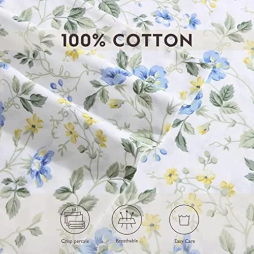Miniatura 12 de Laura Ashley Inicio - Juego de funda de edredón tamaño individual, ropa de cama reversible de satén de algodón con funda a juego, decoración