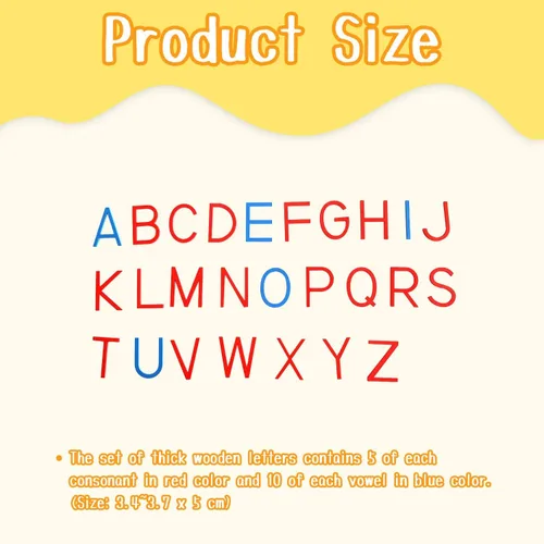 Miniatura 4 de MONTESSORI OUTLET Pequeño alfabeto móvil (mayúscula, impresión, mezcla azul y rojo)