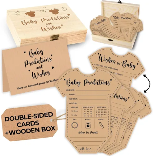 Miniatura 9 de WOODAMORE Tarjetas de Predicción para Bebé para Decoraciones de Baby Shower - Tarjetas Rústicas de Predicciones de Bebé y Consejos, Tarjetas