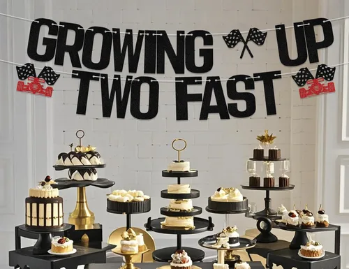 Miniatura 4 de Letrero con purpurina "Growing Up Two Fast Two Fast Twing", decoración de fiesta de cumpleaños con texto en inglés "Two Fast Two Curios