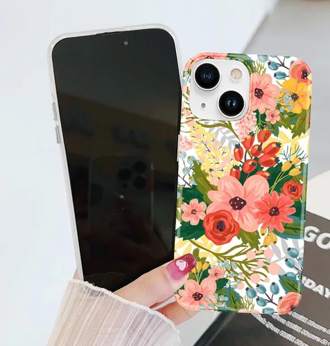 Miniatura 3 de J.west Funda para iPhone 13 de 6.1 pulgadas, estilo moderno de verano, bonito ramo floral con estampado de flores botánicas de jardín, delgada