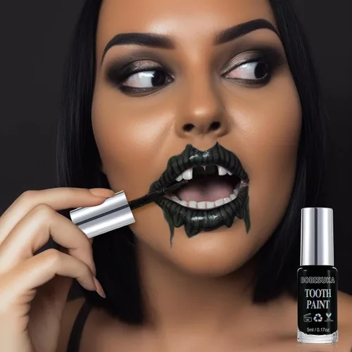 Miniatura 7 de BOBISUKA Pintura de Dientes Negra, Solución Profesional de Maquillaje para Ennegrecimiento de Dientes - Segura, de Secado Rápido y Realista, Negro