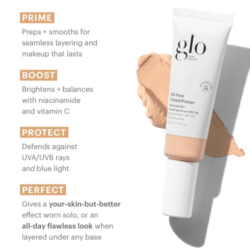 Miniatura 3 de Glo Skin Beauty Primer tintado sin aceite SPF 30, (ligero) 1.7 oz – Maquillaje mineral para cara, base base base 4 en 1, cobertura transparente