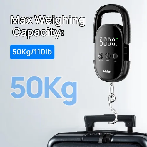 Miniatura 3 de Meilen Báscula de peso para equipaje, báscula digital de pesca de 110 libras110.2 lbs con colgante portátil, báscula de equipaje de maleta