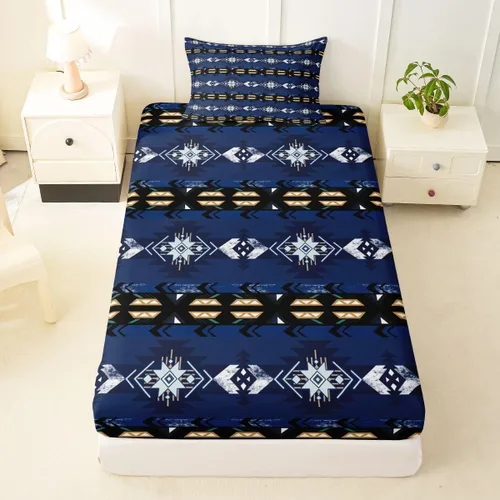 Miniatura 20 de Juego de ropa de cama de estilo bohemio occidental, tamaño individual, diseño de vaca atrapasueños, sábana bajera ajustable del suroeste, tribu