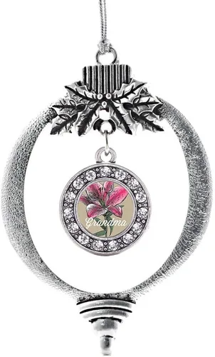Miniatura 132 de Inspired Silver - Bonita bandera estadounidense - Adorno de Navidad plateado - Adorno de árbol de Navidad con dije circular con circonita cúbica
