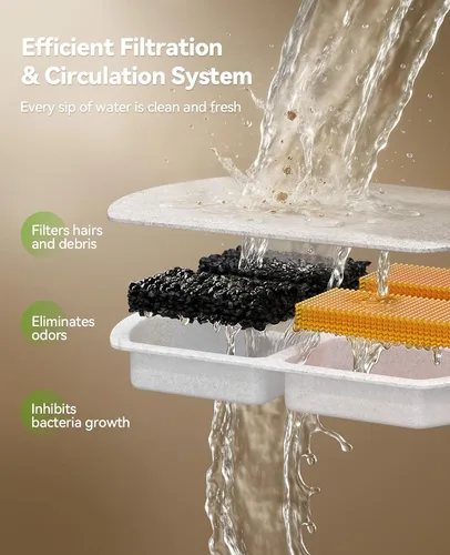 Miniatura 7 de Fuente de agua inalámbrica para perros, fuente de agua operada por batería de 5000mAh para perros, fuente de agua de acero inoxidable para gatos