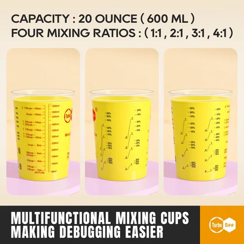 Miniatura 3 de Vasos mezcladores de resina de 20 onzas, diseño fácil de separar, paquete de 100 vasos de mezcla de plástico PP graduados para resina epoxi, pintura