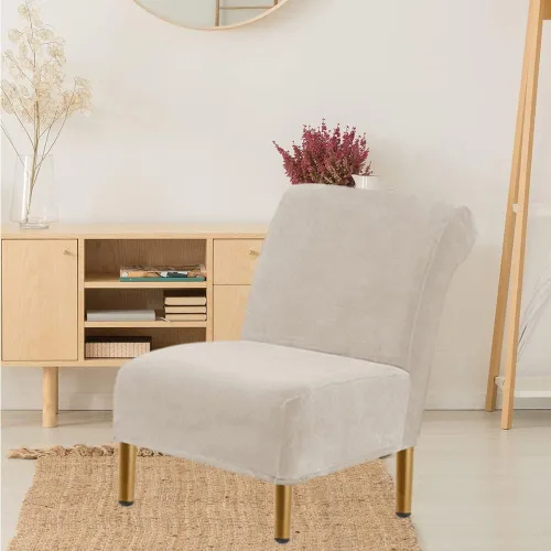 Miniatura 2 de Funda para silla decorativa sin brazos, de terciopelo elástico, extraíble, lavable, protector moderno de muebles con parte inferior elástica