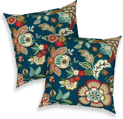 Miniatura 114 de Juego de 2 almohadas para exteriores de 16 x 16 pulgadas, repelentes al agua con interiores, para muebles de patio, hogar, jardín, geometría bohemia