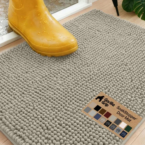 Miniatura 44 de GORILLA GRIP SOAKSTOPPER - Tapete para puerta de perro, 30 x 20 pulgadas, lavable a máquina, absorbente, captura la humedad, barro, suciedad, Negro
