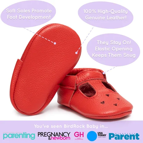 Miniatura 2 de BirdRock Baby Mary Jane - Mocasines para bebé de piel auténtica con suela suave para recién nacidos, bebés, infantes y niños pequeños.