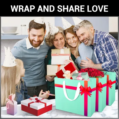 Miniatura 6 de EUSOAR Bolsas de papel kraft con asas, 20 bolsas de papel kraft de 12.5 x 4.5 x 11 pulgadas, bolsas de compras con asa para almuerzo, mercancía, Azul
