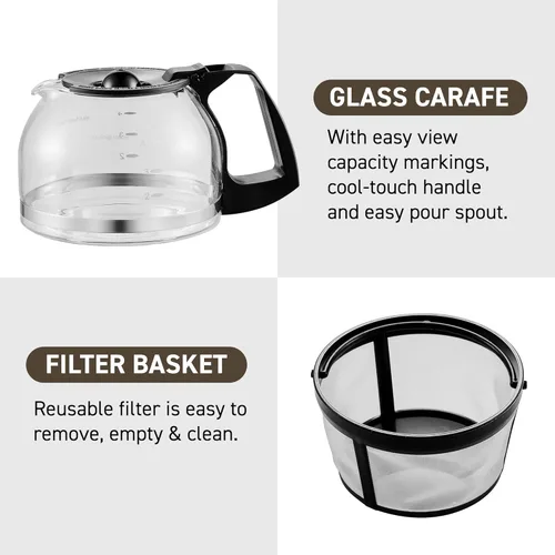 Miniatura 2 de Maxi-Matic EHC-5055# Elite Gourmet Cafetera automática para preparar por goteo con filtro reutilizable, pausa y sirve, interruptor