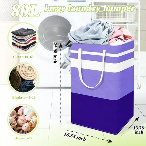 Miniatura 4 de Paquete de 4 Cestas de Ropa Plegables, Cestas de Ropa Grandes con Asas, Cesta de Ropa Impermeable, Cestas de Ropa Plegables para Organizador de Ropa
