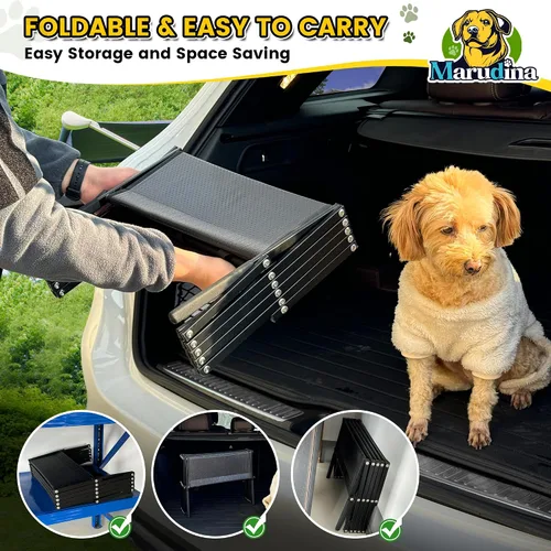 Miniatura 8 de Rampa para perros, rampas de 5 escalones para perros grandes con superficie antideslizante, escalones portátiles de aluminio para perros que