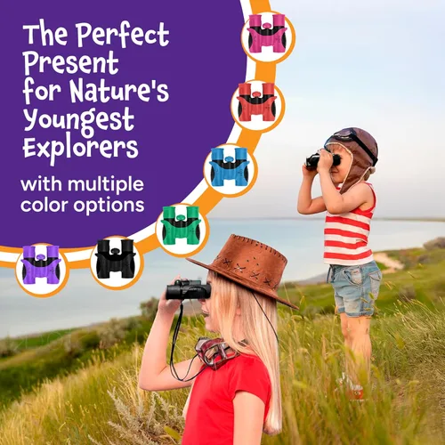 Miniatura 7 de Think Peak - Binoculares rojos de juguete científico para niños de 3 a 12 años – Aventura real compacta al aire libre y STEM Educativo Naturaleza