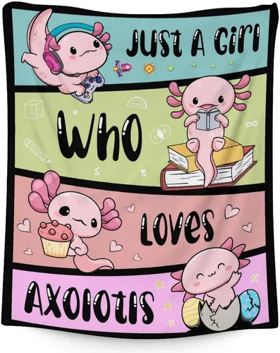 Miniatura 19 de Axolotl - Manta para niñas, tamaño de regazo de 30 x 40 pulgadas, suave, mullida, acogedora, para regalo, manta colorida y bonita para sofá, sala