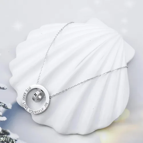 Miniatura 3 de MTYCTWED Collar Love Yourself con dije del ejército, joyería para fanáticos de Kpop, collar coreano del grupo militar, regalo inspirador