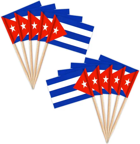 ZXvZYT Banderas de palillos de dientes cubanos con bandera de Cuba, decoración pequeña para cupcakes de Cuba, decoración de frutas y cóctel (100