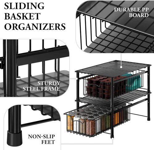 Miniatura 4 de Simple Houseware - Cajón apilable, color negro