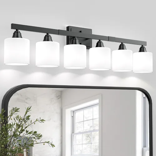 Miniatura 8 de VOLISUN Accesorios de iluminación de baño de níquel cepillado, 4 luces de cambiador de baño sobre espejo, lámpara de tocador moderna para baños