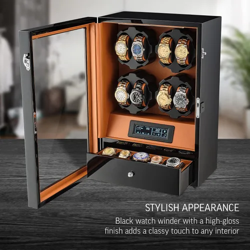 Miniatura 2 de Enrollador de 8 relojes con retroiluminación LED y 5 cajones de almacenamiento de relojes